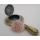 Vintage Silver Hand Mirror Shaped Powder Compact with Puff